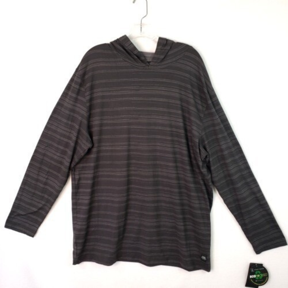 PGA Tour Men Size S Gray Eco Focused Hoodie Stretch Striped Long Sleeve Pullover